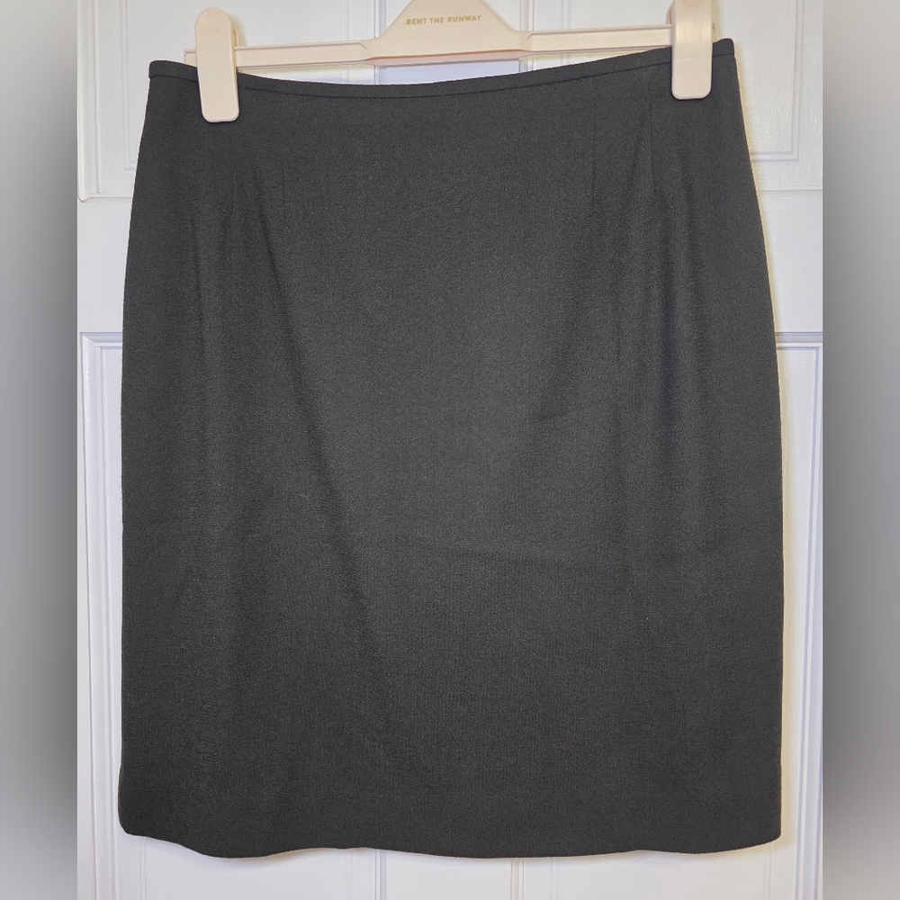 Liz Claiborne 100% Wool Back Zip Skirt- Size 12 Petite Dark Green